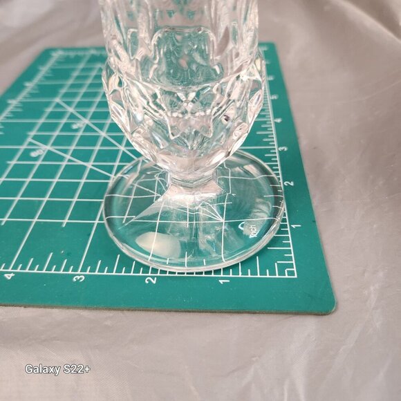 Pressed Glass  Vase Clear Diamond Cut Design Pedestal Base Decorative Vintage St - Picture 5 of 11